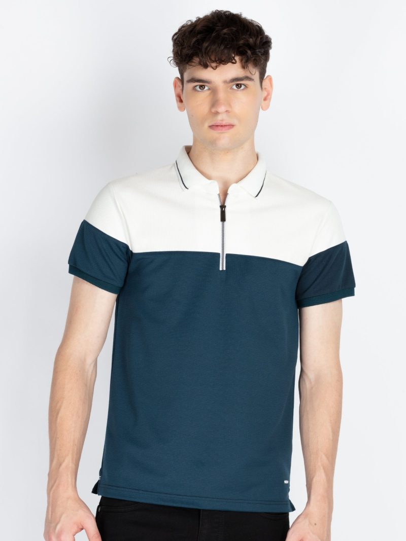 Status Quo Mens Colourblocked Polo Collar T-Shirt