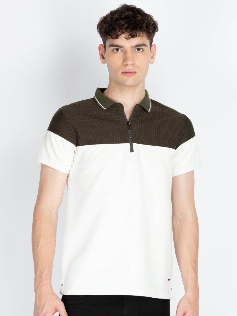 Status Quo Mens Colourblocked Polo Collar T-Shirt