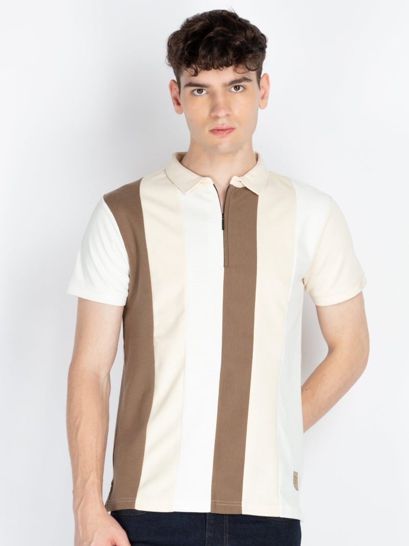 Status Quo Mens Colourblocked Polo Collar T-Shirt