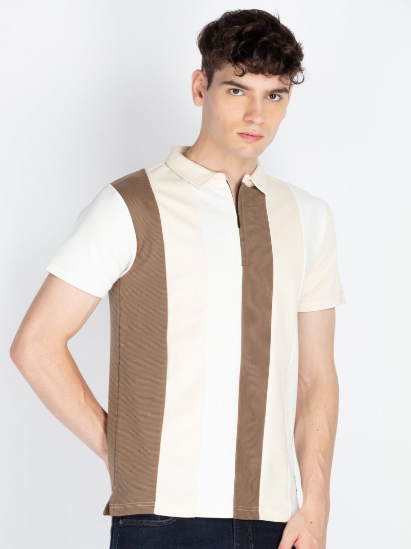 Status Quo Mens Colourblocked Polo Collar T-Shirt