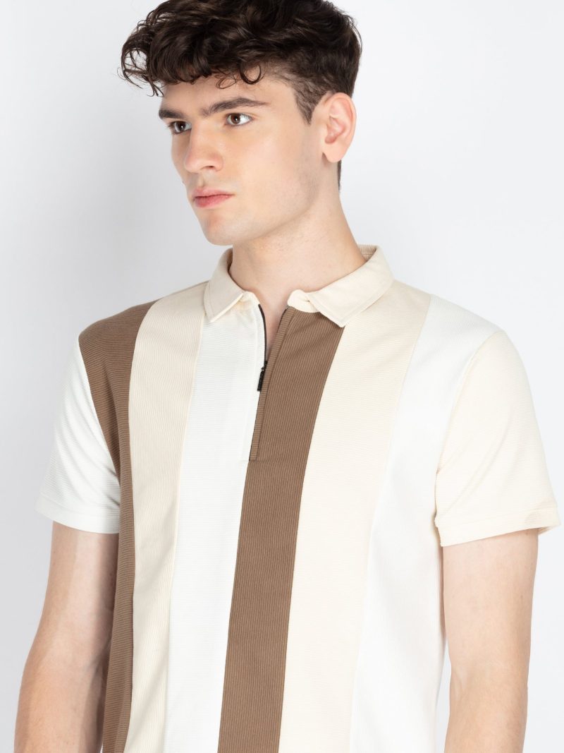 Status Quo Mens Colourblocked Polo Collar T-Shirt