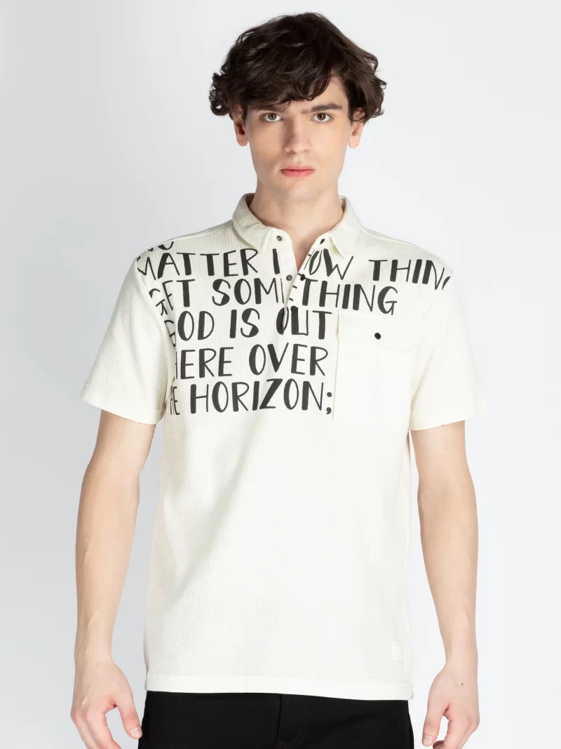 Mens Front Printed Polo T-Shirt