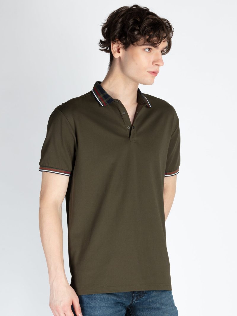 Mens Solid Regular Fit Polo T-Shirt