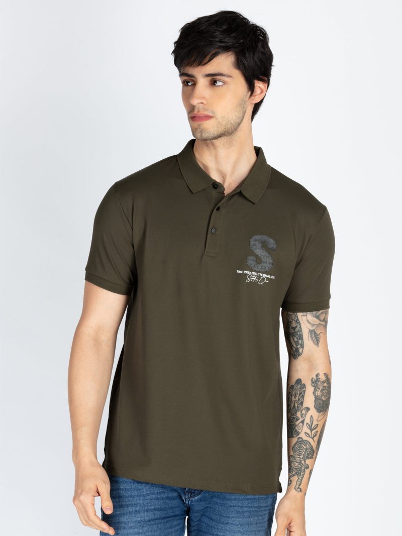 Mens Front & Back Printed Polo T-Shirt