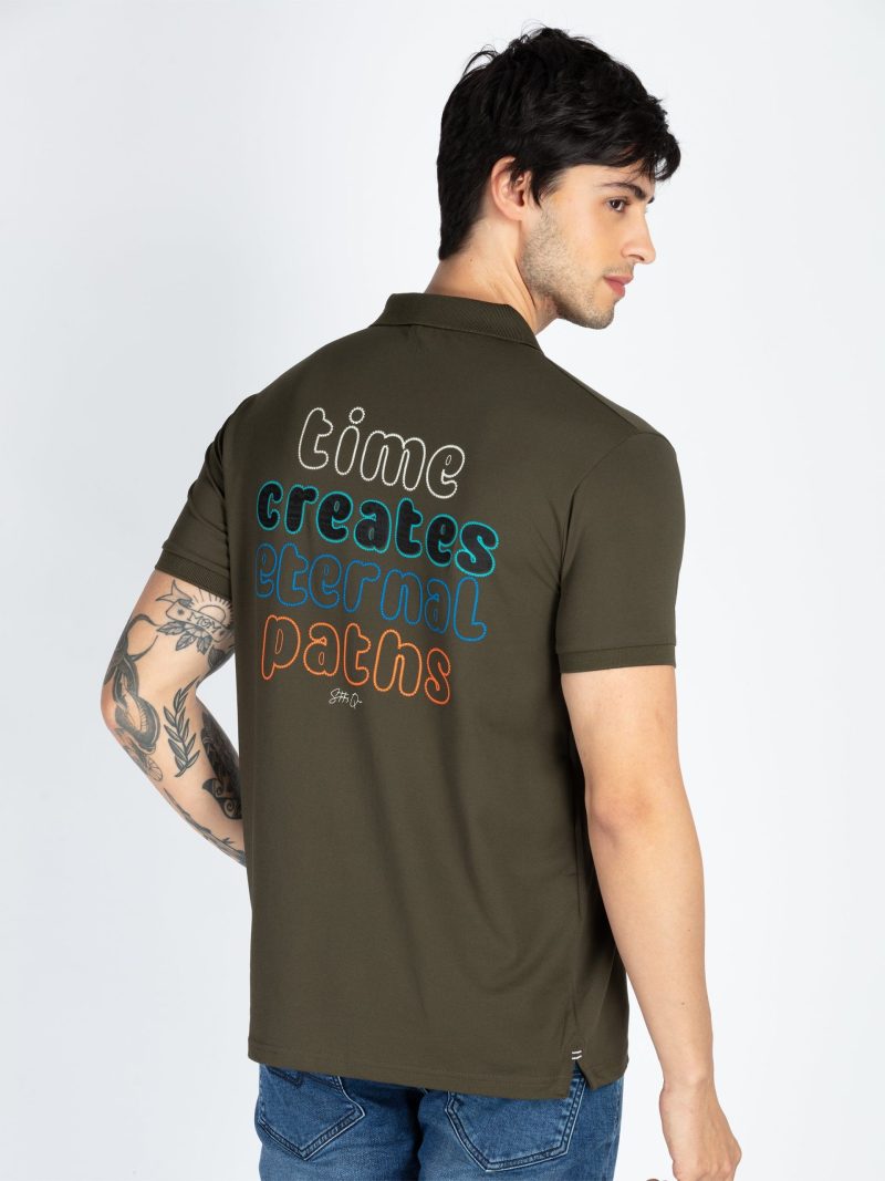 Mens Front & Back Printed Polo T-Shirt