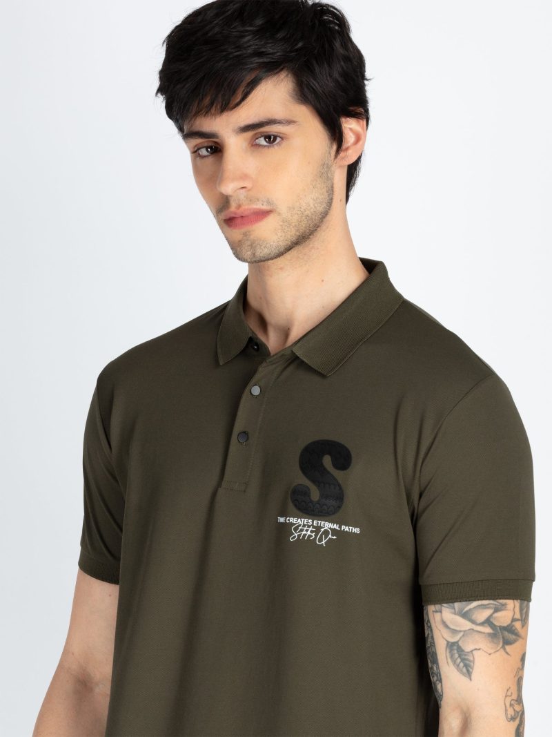 Mens Front & Back Printed Polo T-Shirt