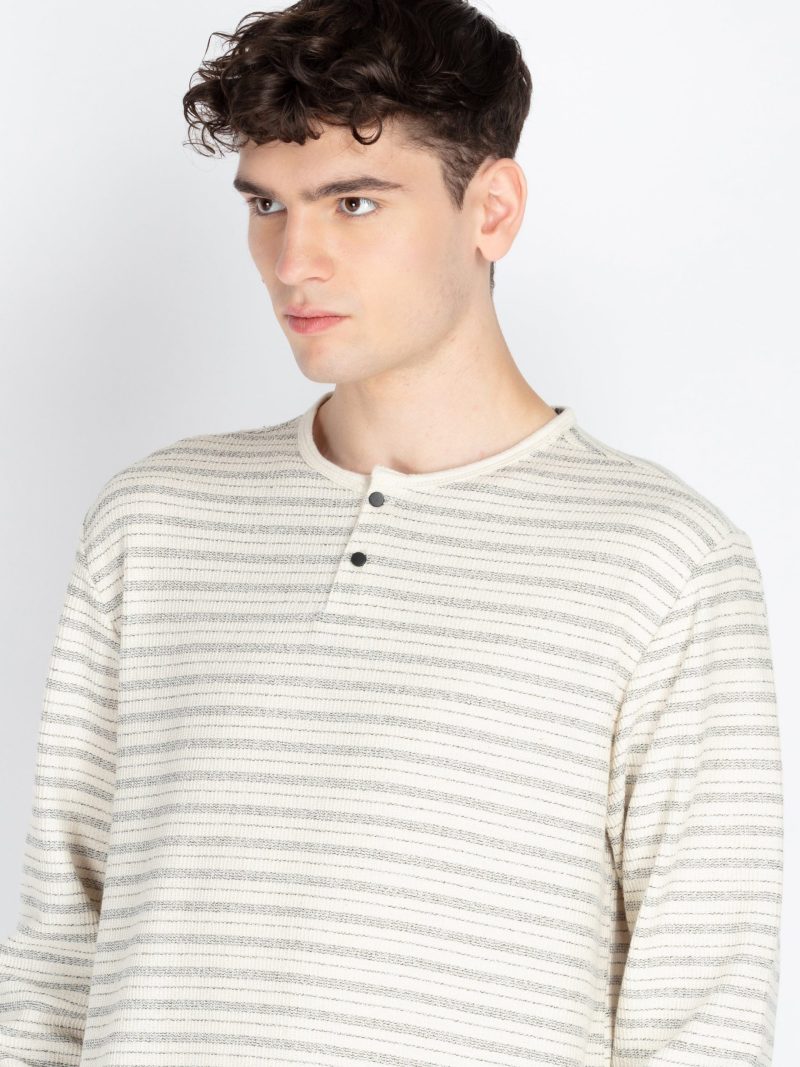 Mens Striped Henley Neck T-Shirt