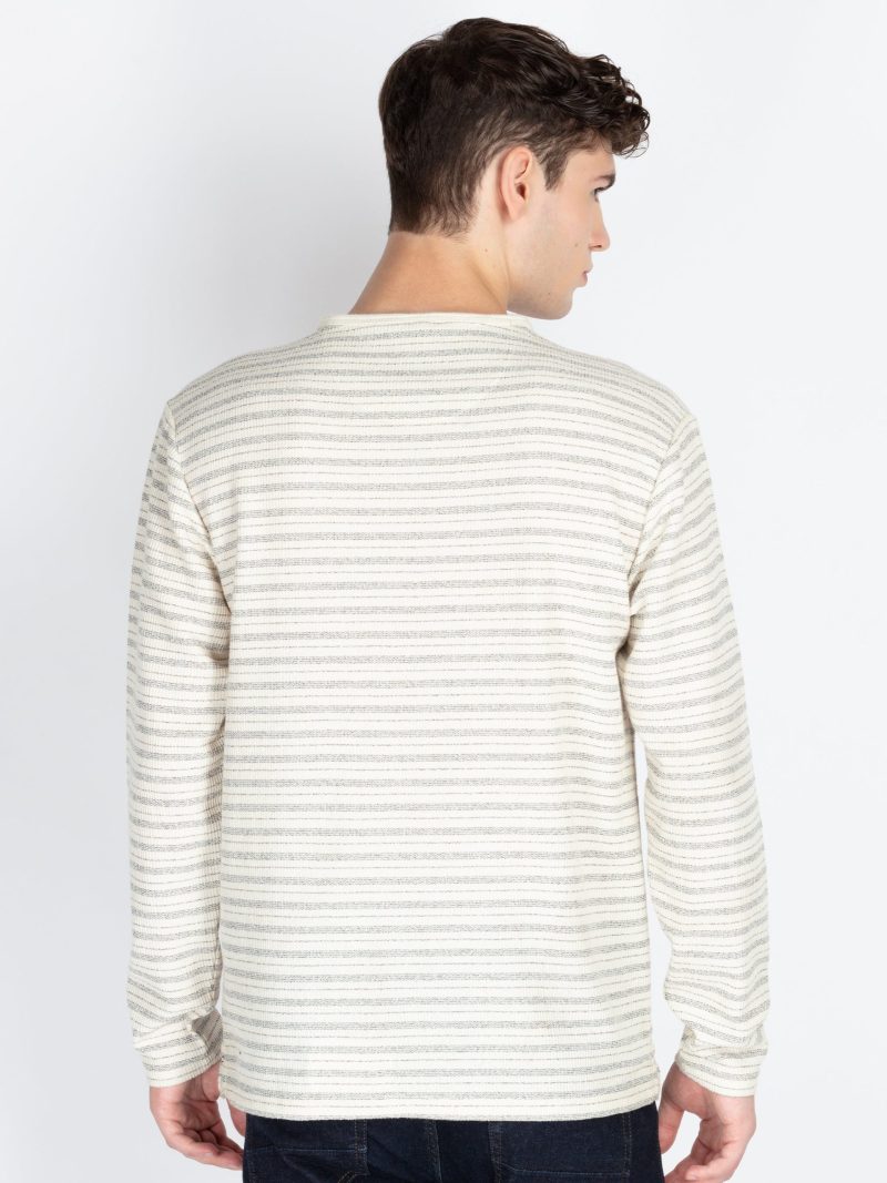 Mens Striped Henley Neck T-Shirt