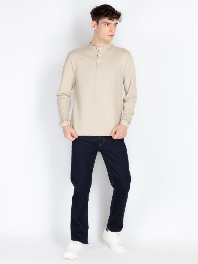 Mens Solid Henley Neck T-Shirt