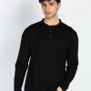 Mens Solid Henley Neck Full Sleeve T-Shirt