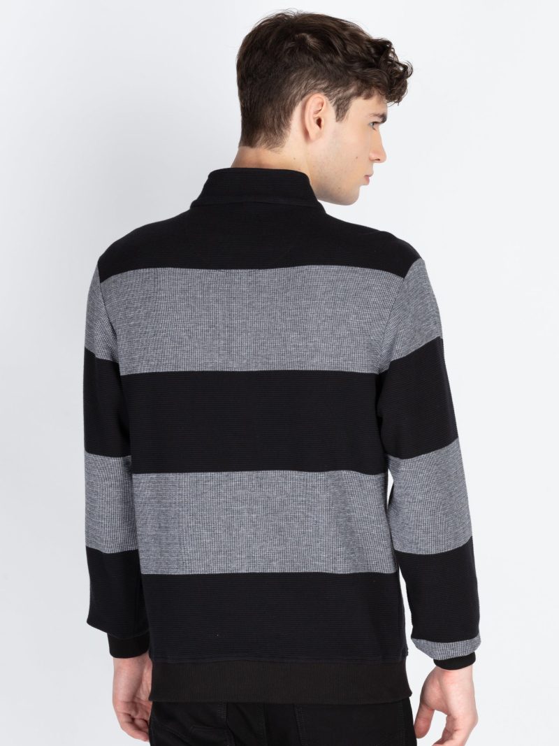 Men'S Striped Knitted Regular Fit Winter Sweatshirt