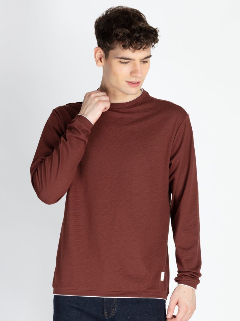 Mens Solid Round Neck Lightweight Sweatshirt