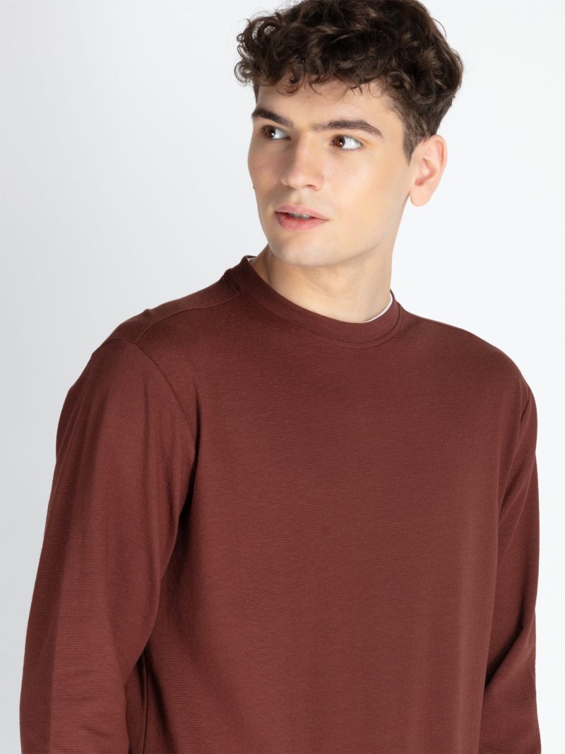 Mens Solid Round Neck Lightweight Sweatshirt