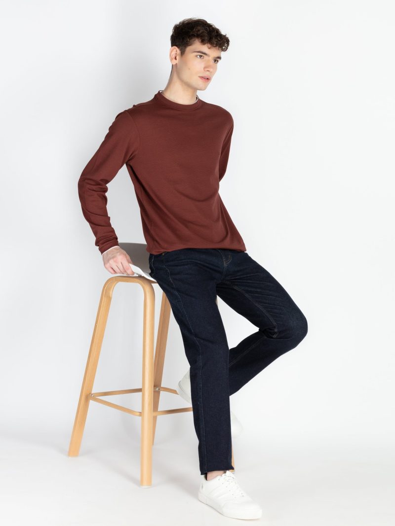 Mens Solid Round Neck Lightweight Sweatshirt