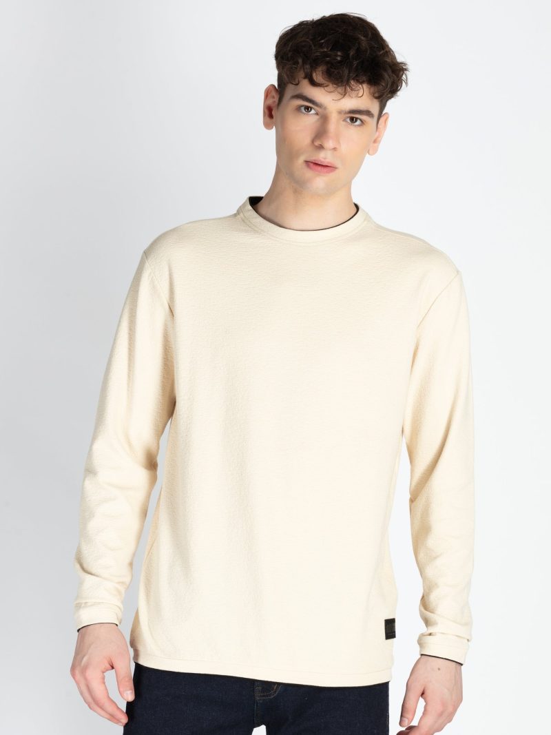 Mens Solid Round Neck Lightweight Sweatshirt