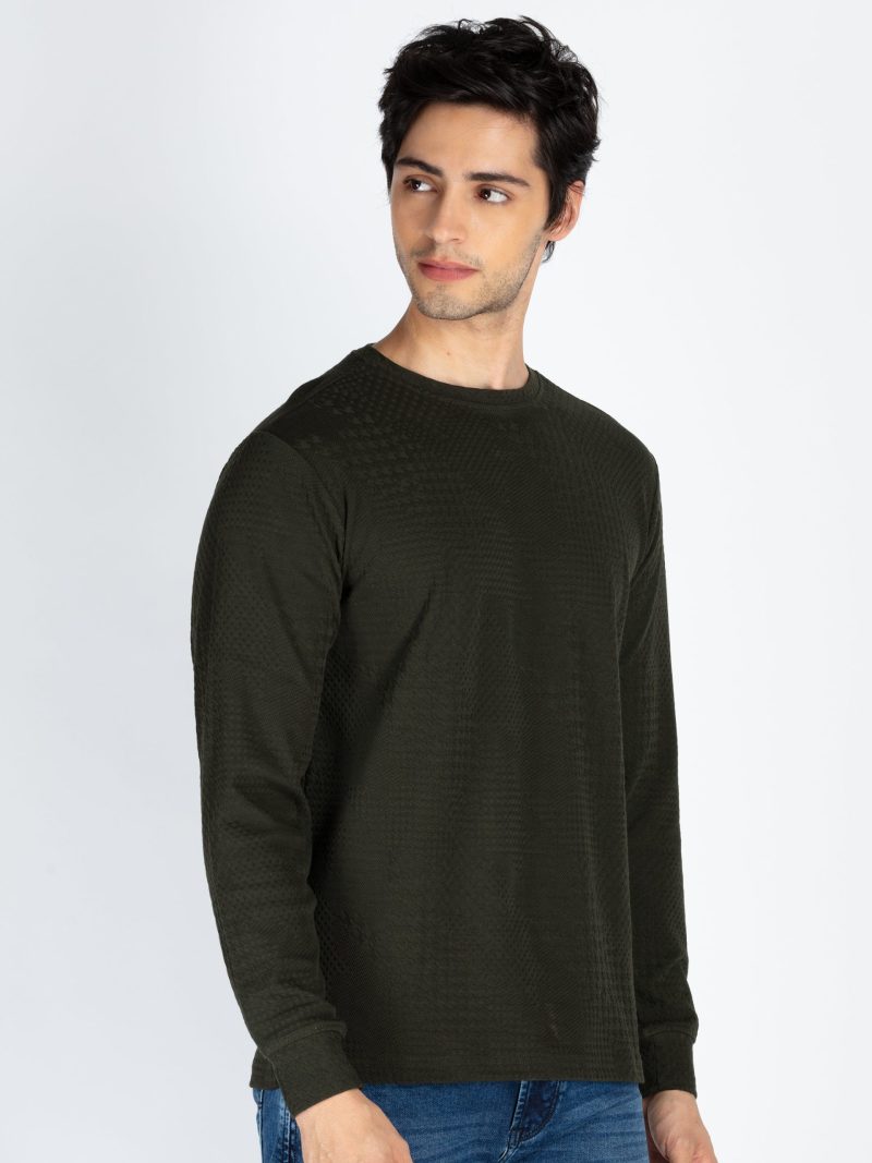 Mens Solid Lightweight Round Neck Sweatshirt