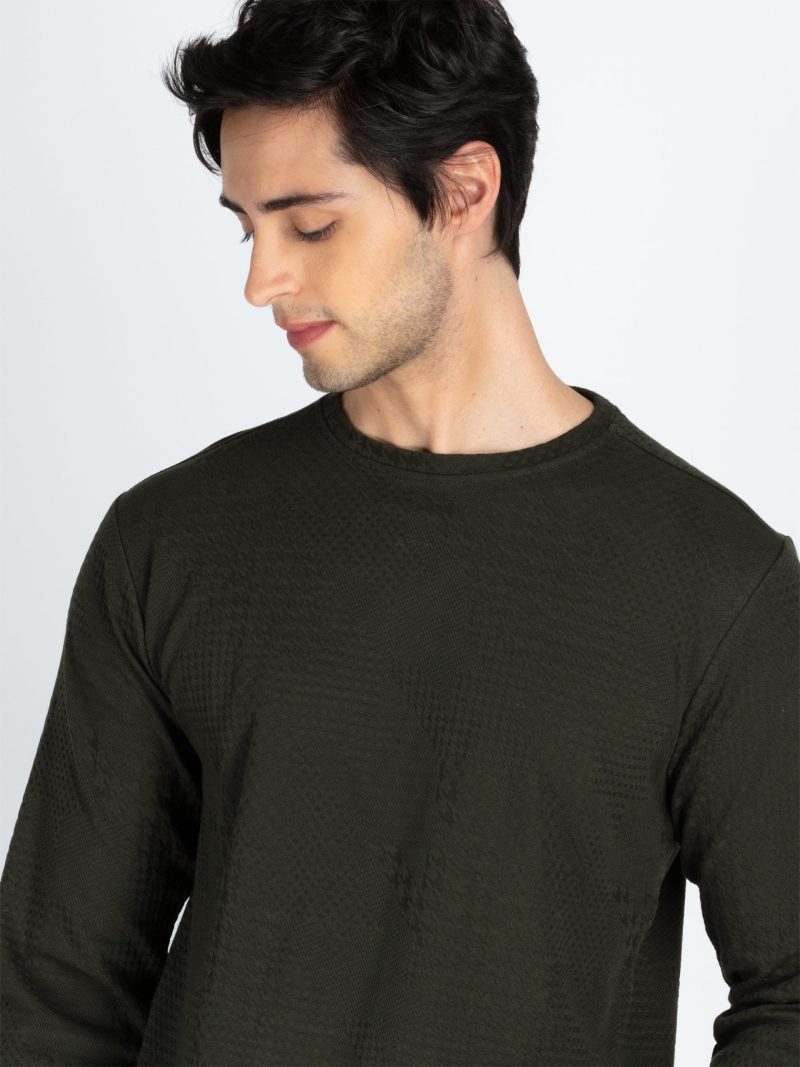 Mens Solid Lightweight Round Neck Sweatshirt