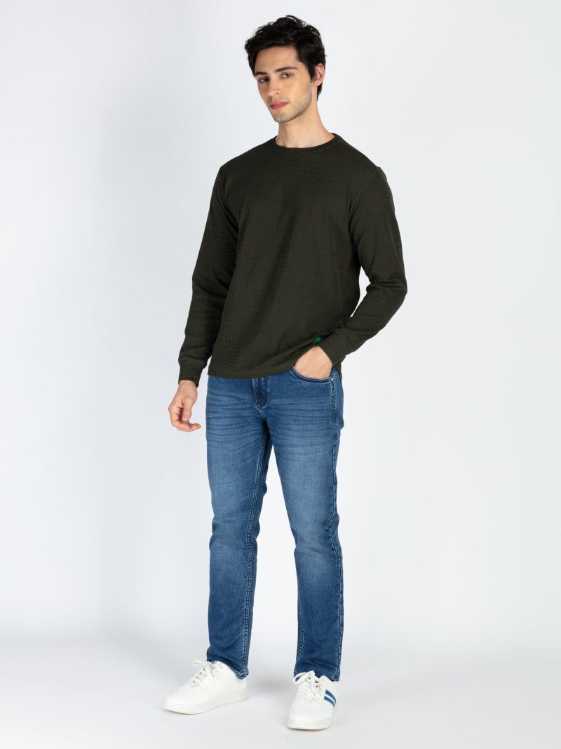 Mens Solid Lightweight Round Neck Sweatshirt