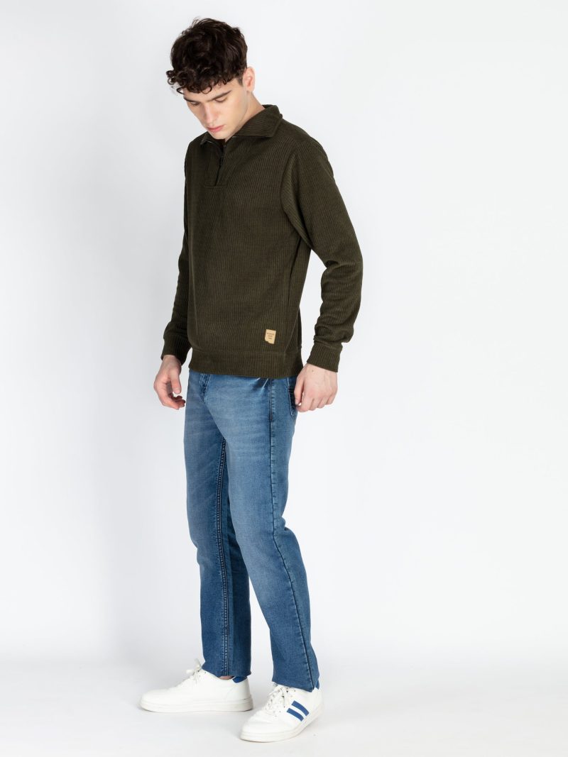 Mens Solid High Neck Lightweight Sweatshirt