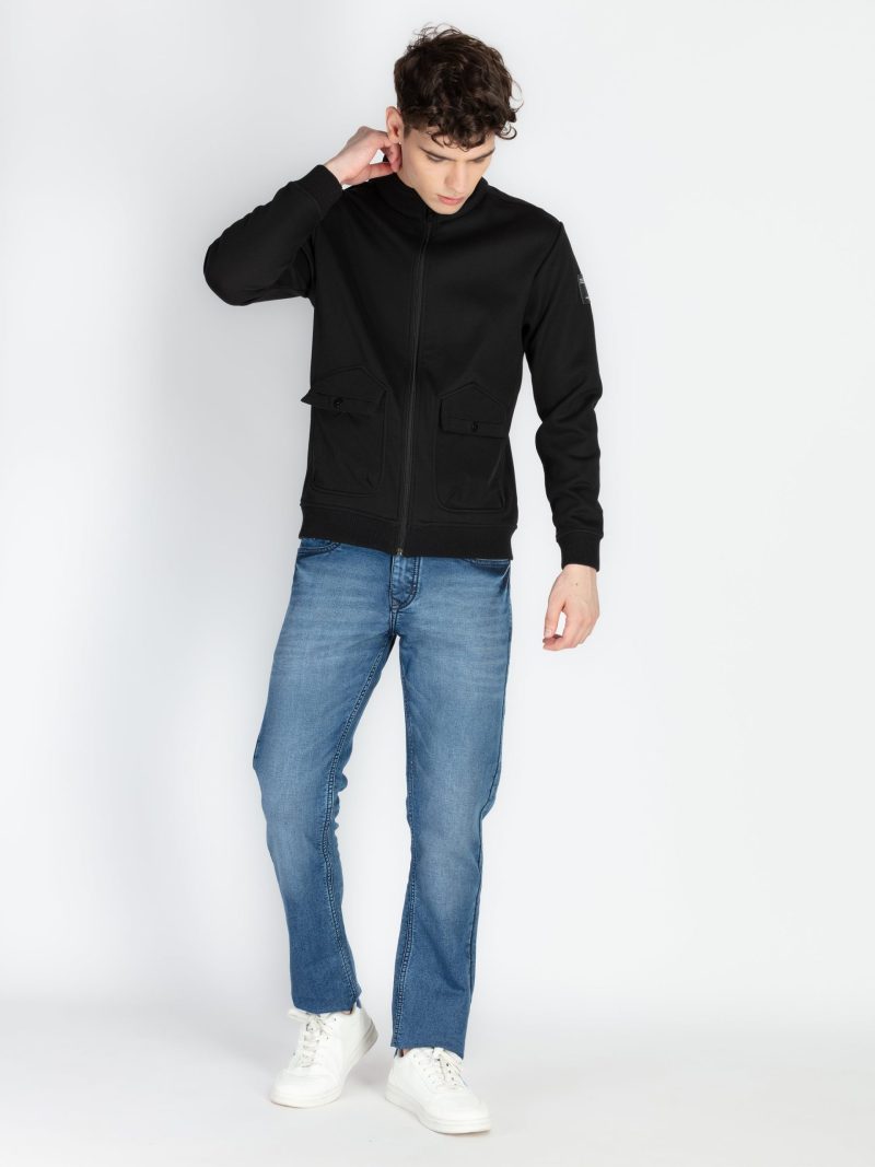 Mens Solid High Neck Lightweight Sweatshirt