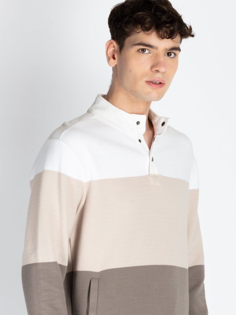 Mens Striped High Neck Lightweight Sweatshirt