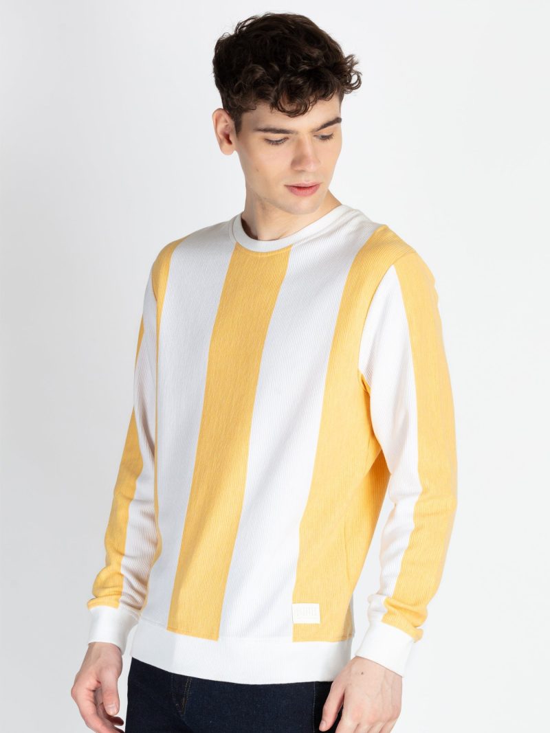 Status Quo Mens Striped Round Neck Lightweight Sweatshirt