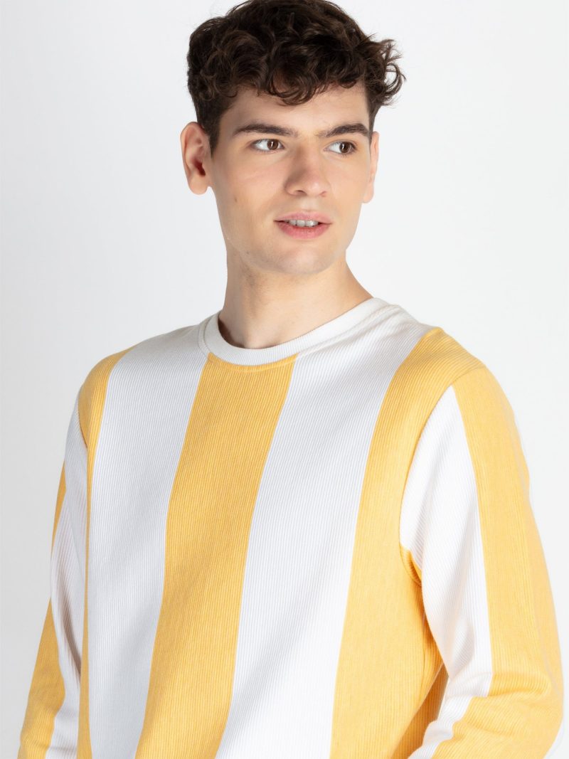 Status Quo Mens Striped Round Neck Lightweight Sweatshirt