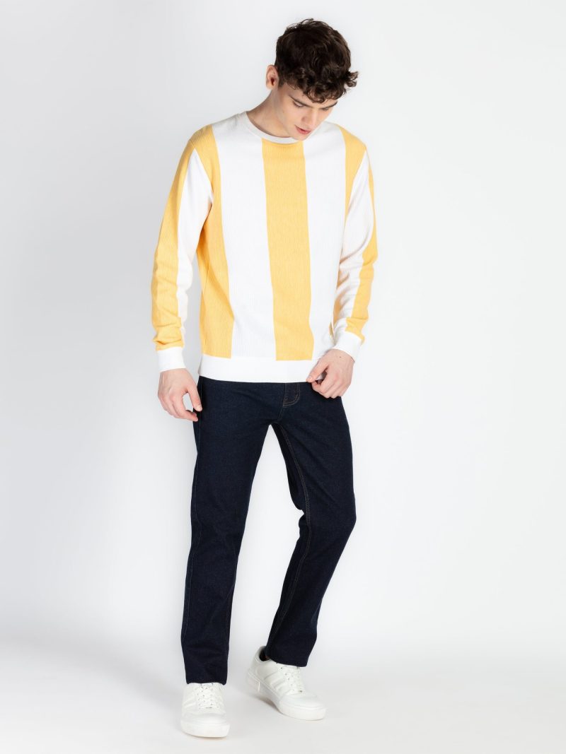 Status Quo Mens Striped Round Neck Lightweight Sweatshirt