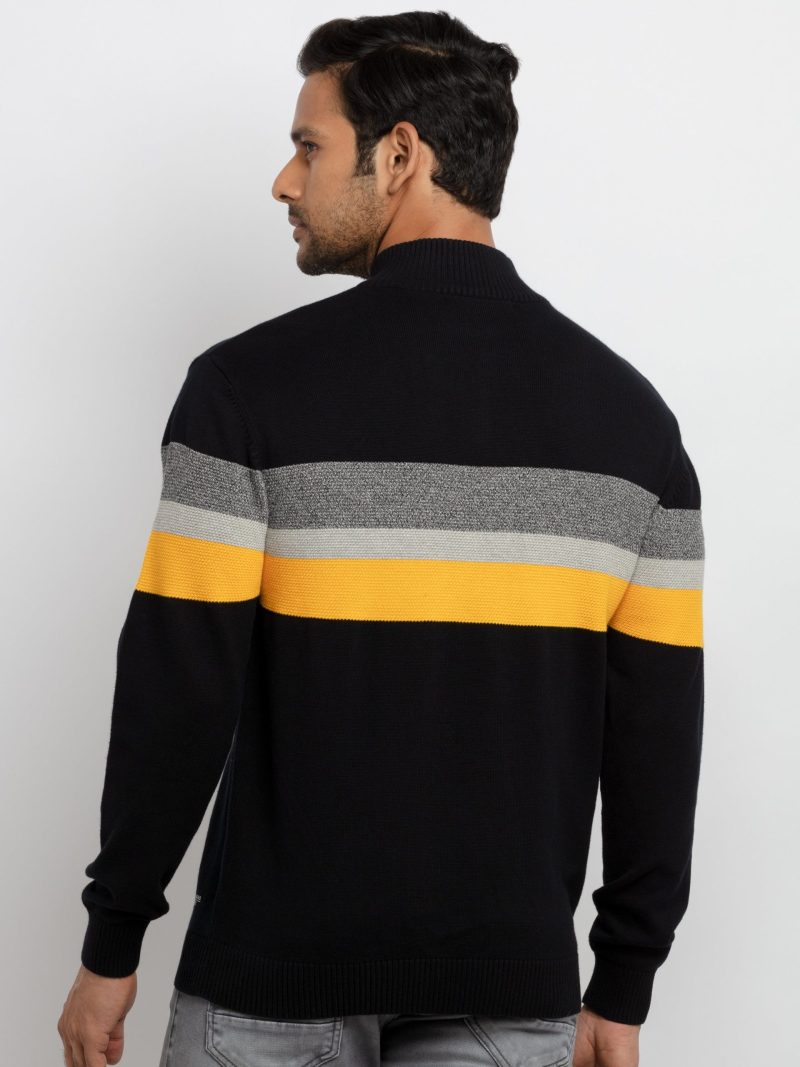 Mens Colourblocked High Neck Sweater