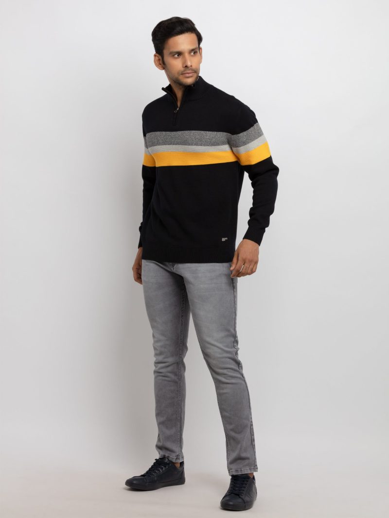 Mens Colourblocked High Neck Sweater