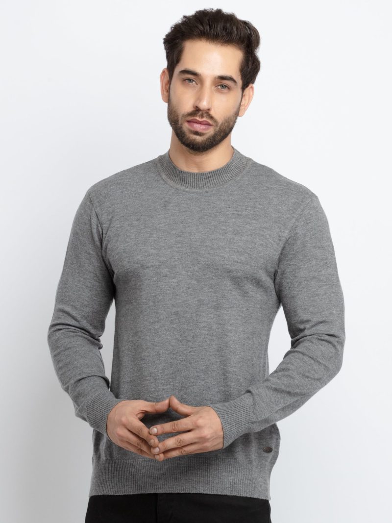 Mens Solid High Neck Sweater