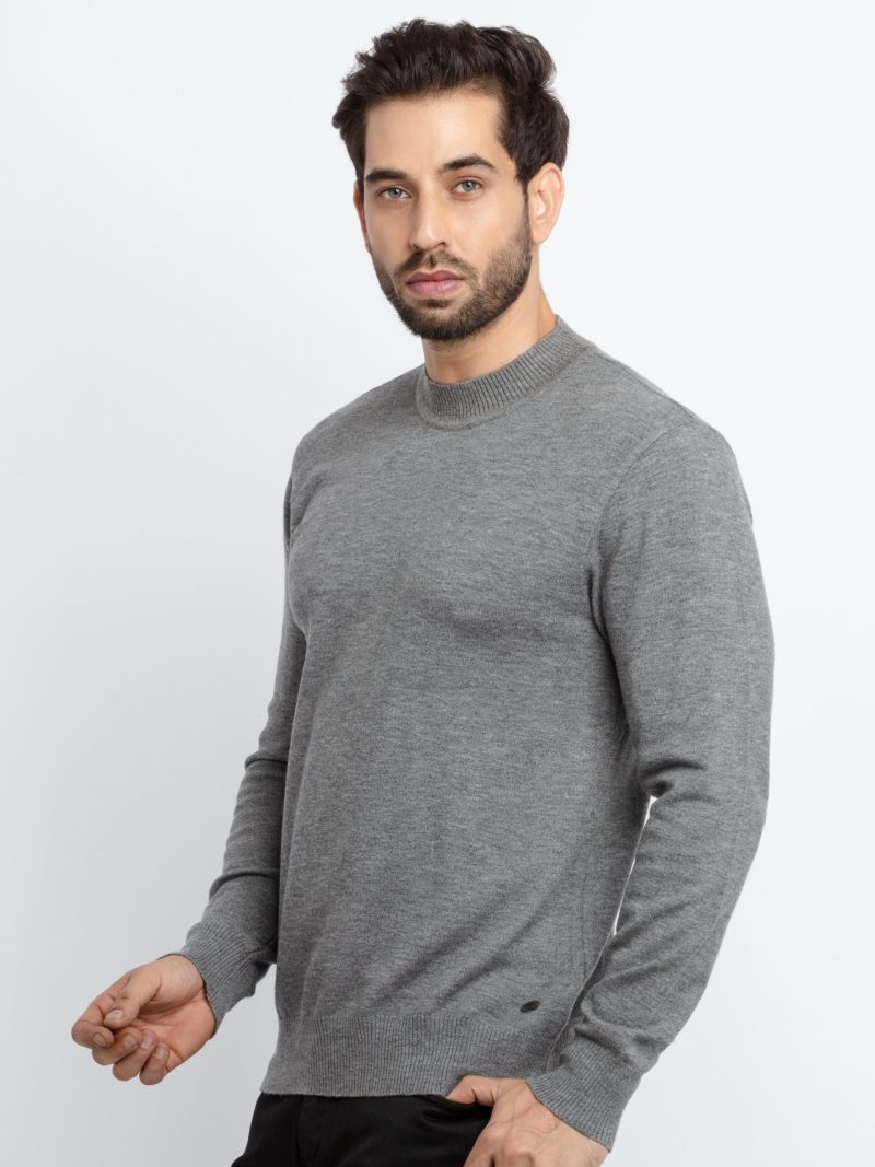 Mens Solid High Neck Sweater