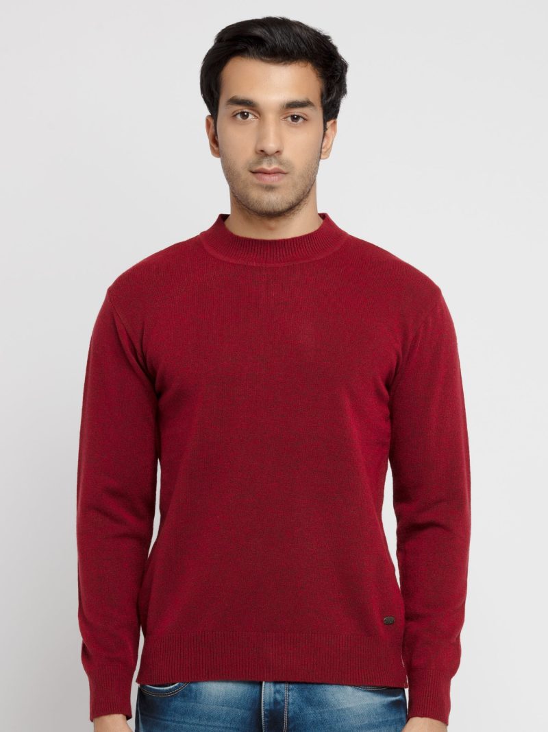 Mens Solid High Neck Sweater