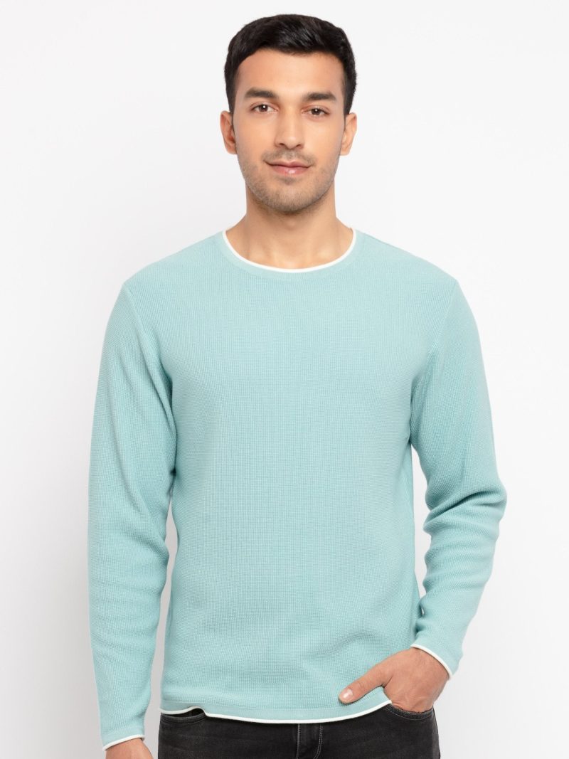 Mens Solid Round Neck Sweater