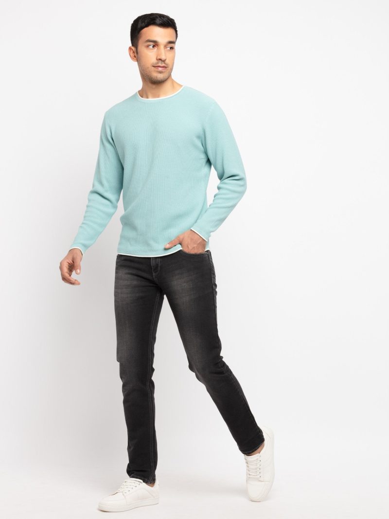 Mens Solid Round Neck Sweater