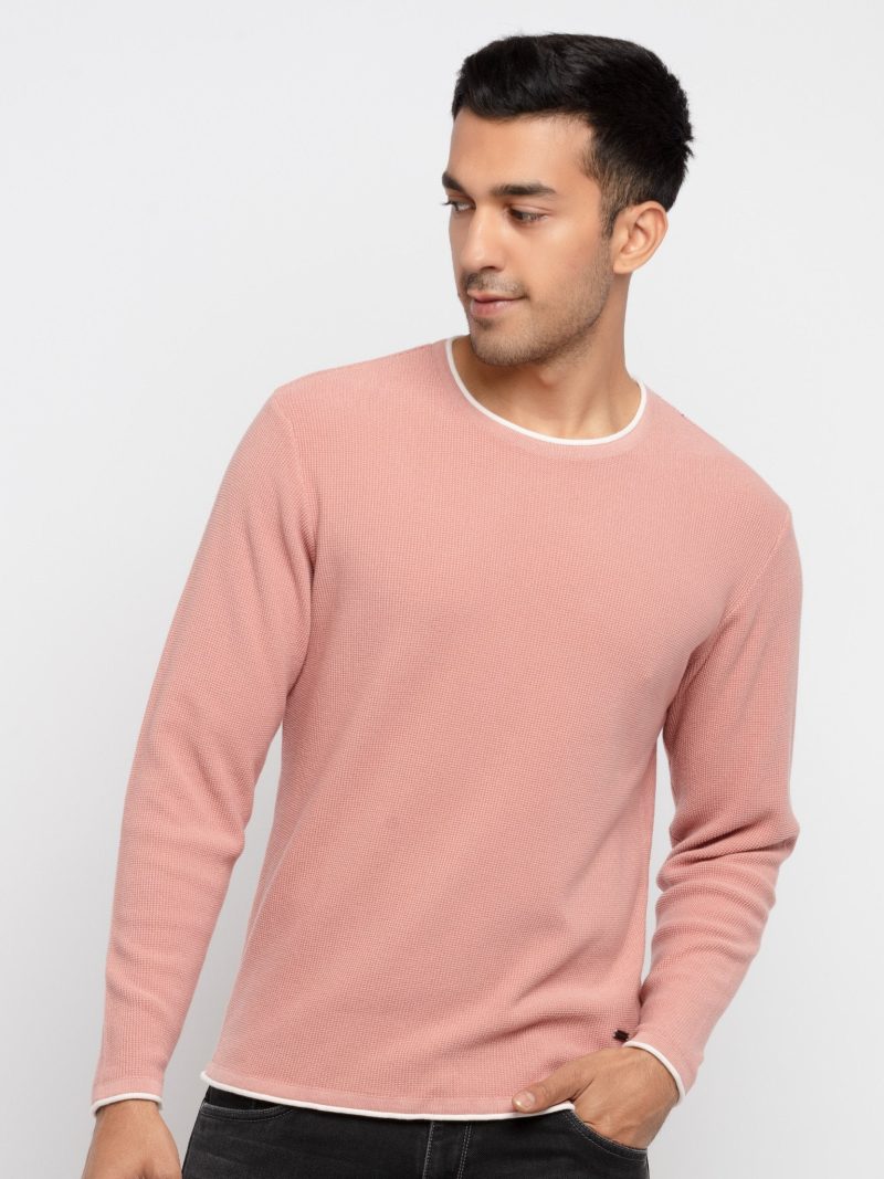 Mens Solid Round Neck Sweater