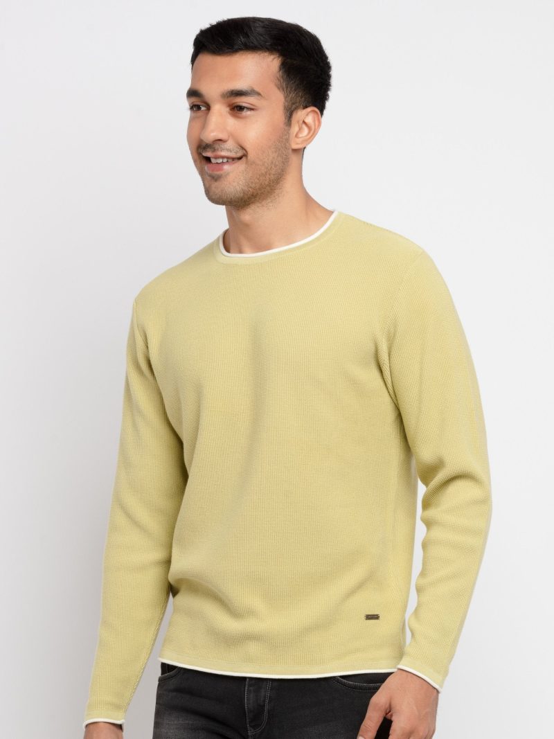 Mens Solid Round Neck Sweater