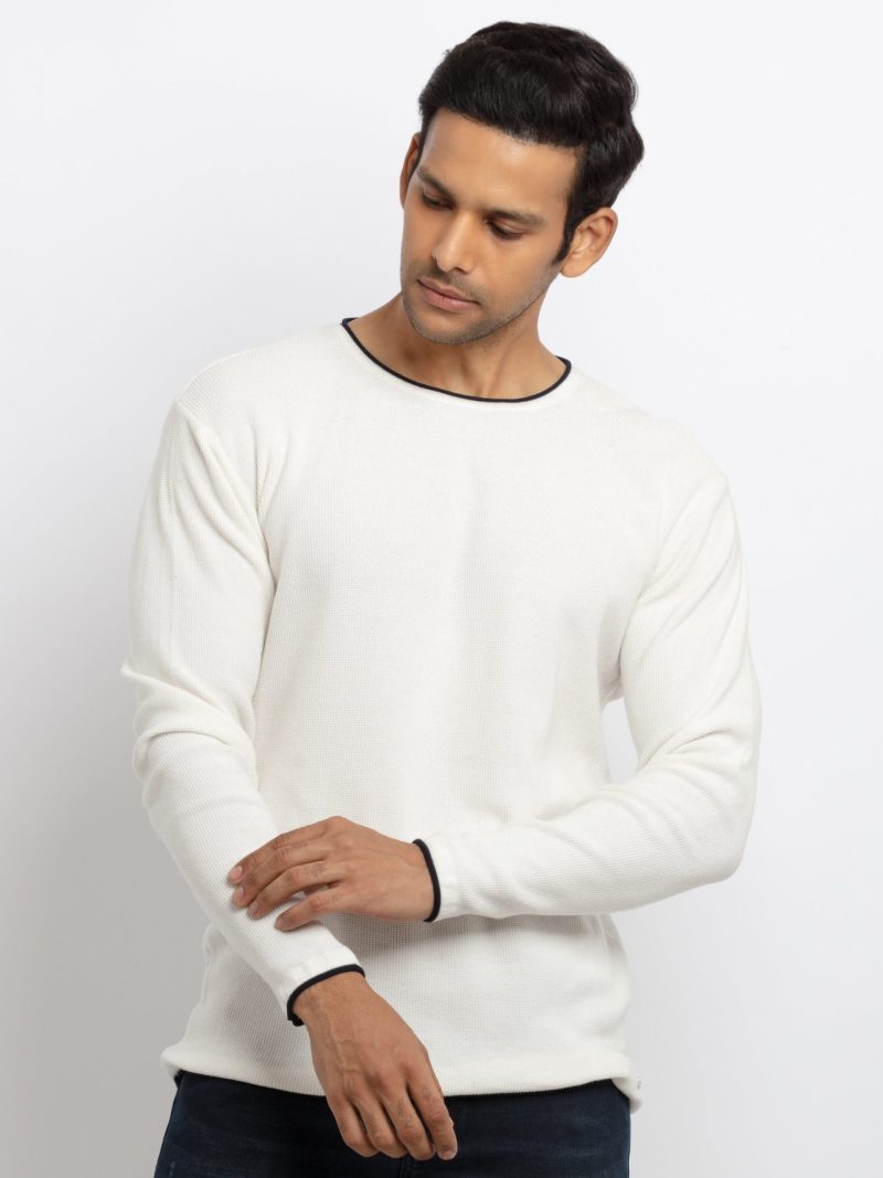 Mens Solid Round Neck Sweater