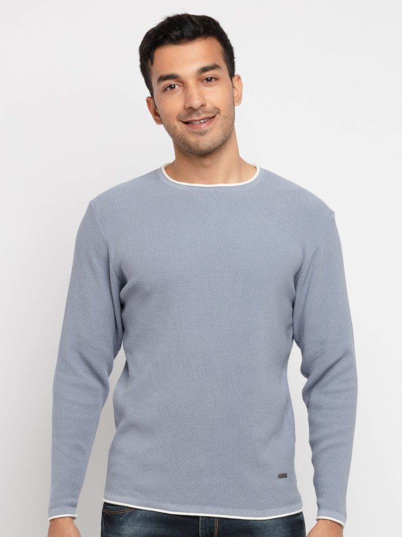 Mens Solid Round Neck Sweater