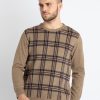 Mens Checkered Round Neck Sweater