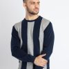 Status Quo Mens Striped Round Neck Sweater