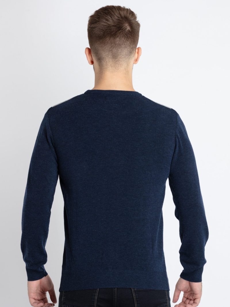 Status Quo Mens Striped Round Neck Sweater