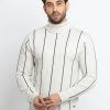 Status Quo Mens Striped High Neck Sweater