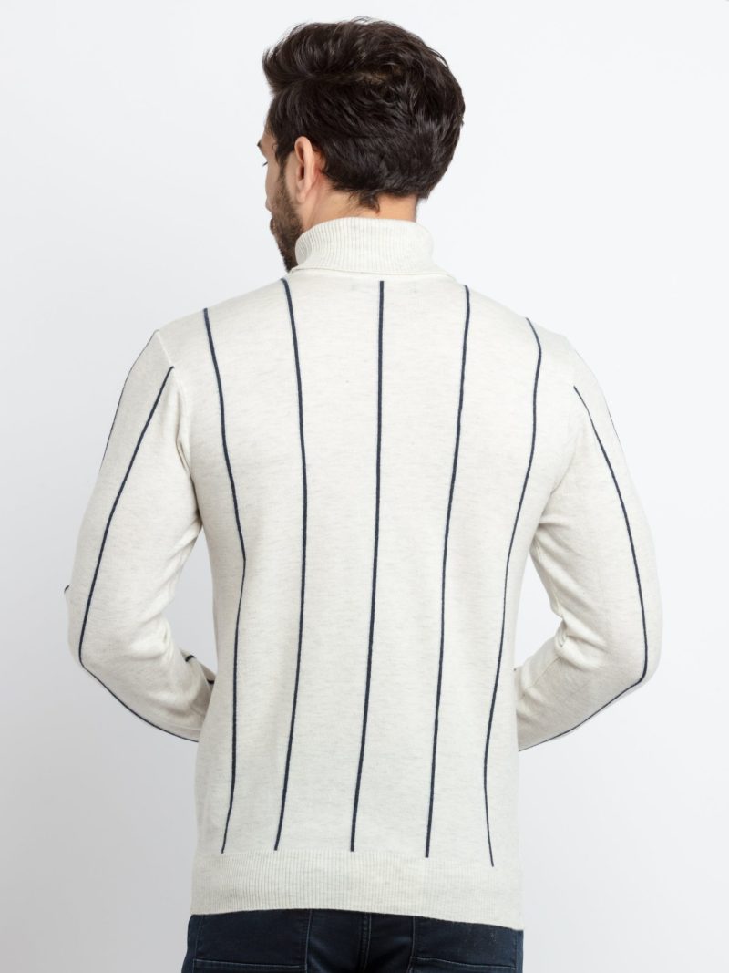 Status Quo Mens Striped High Neck Sweater