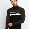 Mens Striped Turtle Neck Sweater