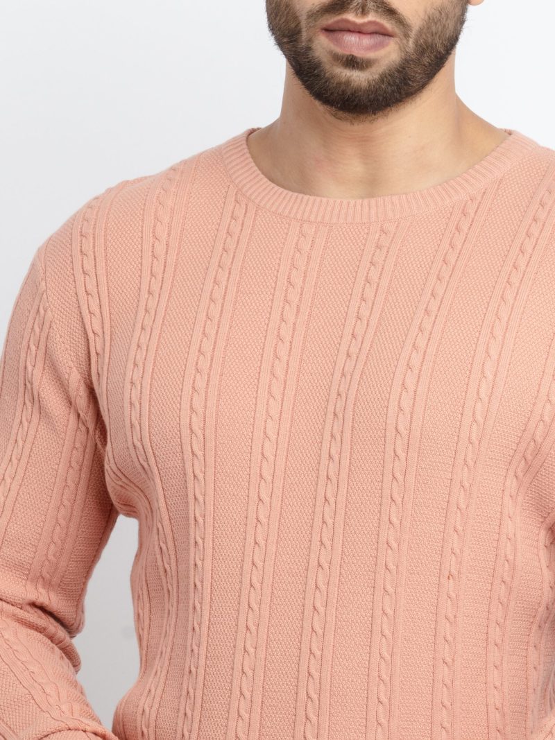 Mens Cable Knit Round Neck Sweater