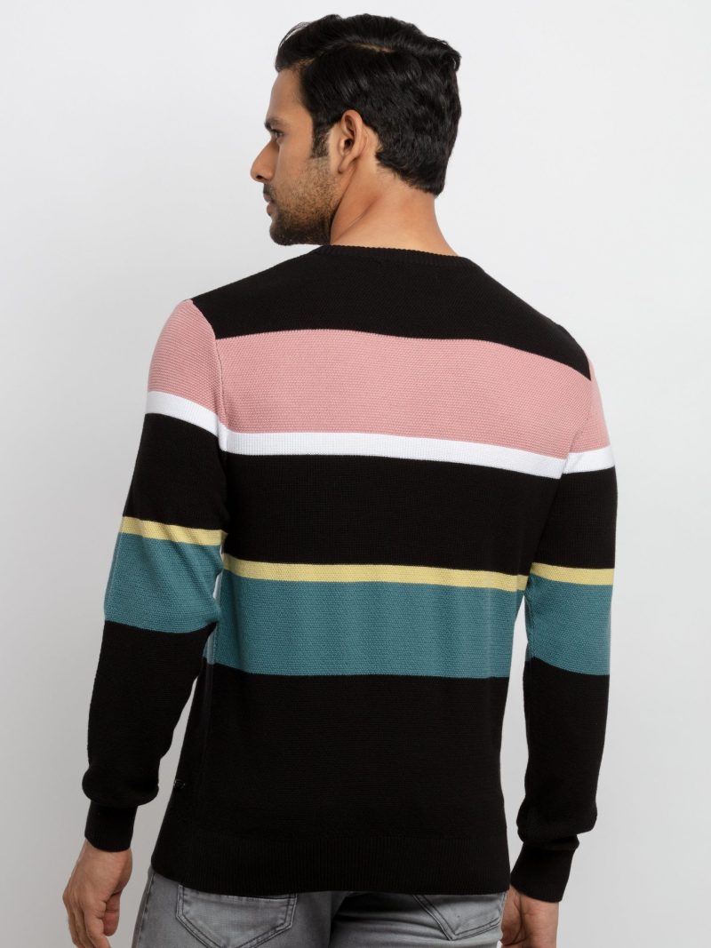 Mens Structure Knit Round Neck Sweater