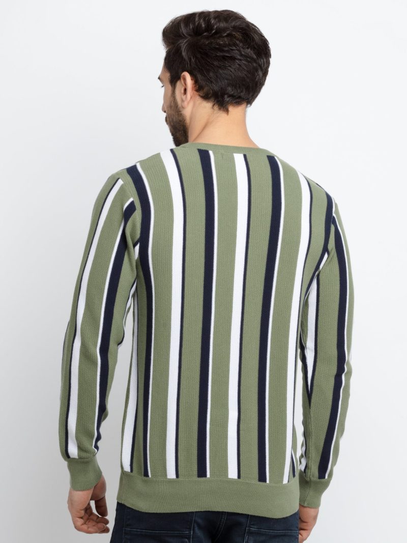 Mens Striped High Neck Sweater