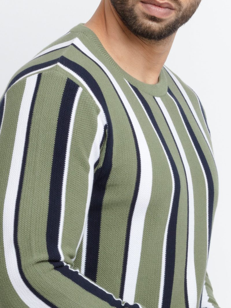 Mens Striped High Neck Sweater
