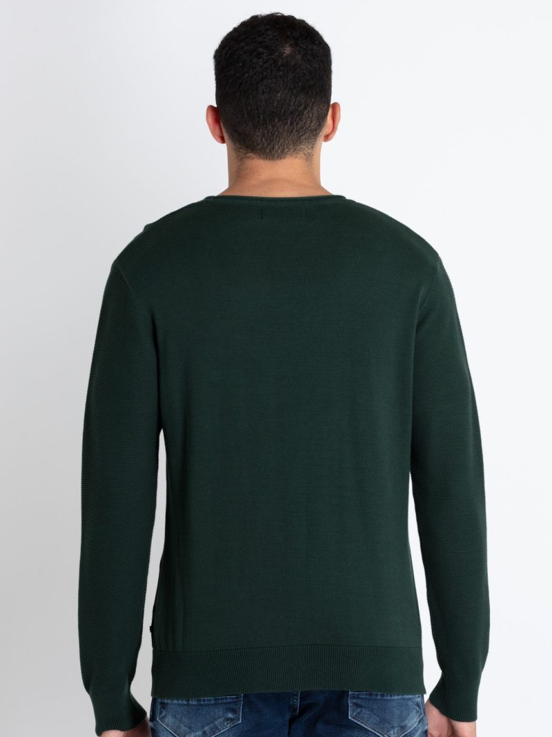 Mens Textured Round Neck Sweater